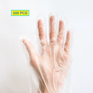 500 PCS Clear Transparent Plastic Disposable Gloves Food Prep, Cleaning Home US