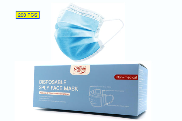 200 Pcs Disposable Face Mask Mouth & Nose Protector Respirator Masks with Filter