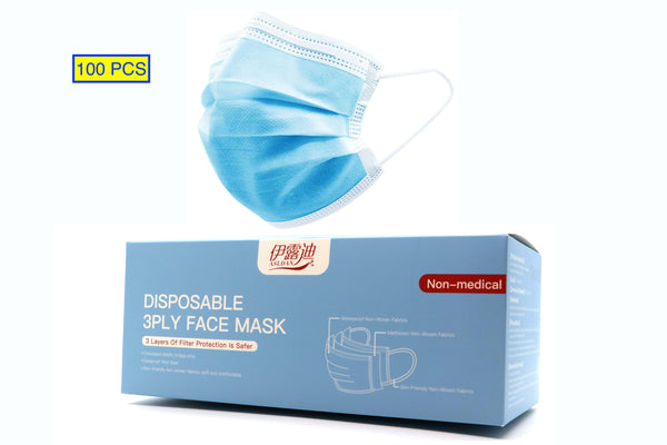 100 PCS Disposable Face Mask Mouth & Nose Protector Respirator Masks with Filter